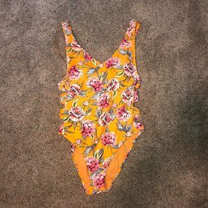Yellow One-Piece Floral Swimsuit